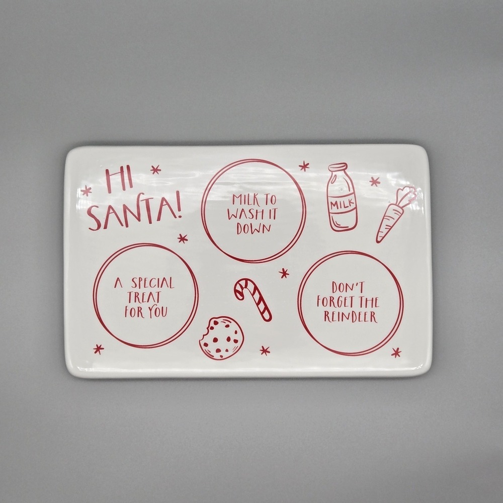 Christmas Eve Cookies & Milk for Santa & Reindeer Treat Tray Plate - Ceramic